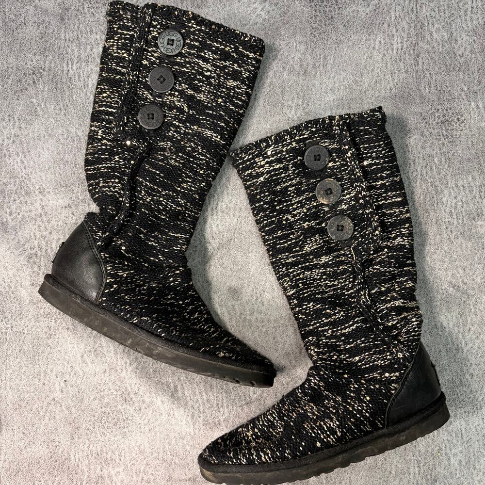 Ugg Mid Calf Knit Metallic Button Buttons